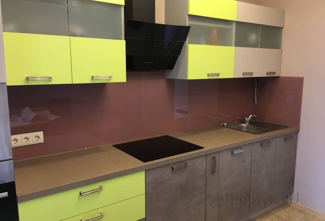 Стеновая панель фото: однотонный цвет, заказ #КРУТ-2801, Серая кухня.