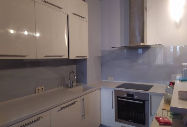 Фартук для кухни фото: однотонный цвет, заказ #ИНУТ-10494, Белая кухня.