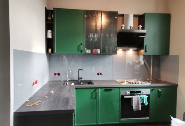 Скинали для кухни фото: однотонный цвет, заказ #ИНУТ-10731, Зеленая кухня.