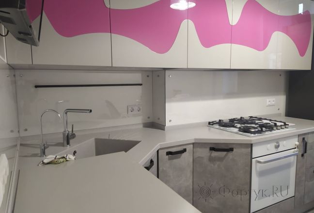 Стеновая панель фото: однотонный цвет, заказ #ИНУТ-10579, Серая кухня.