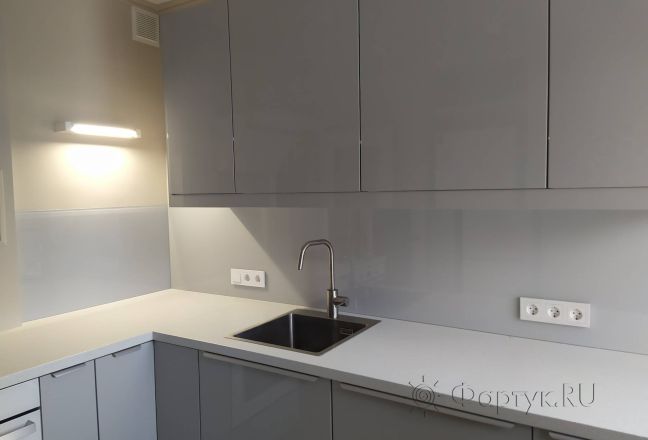 Фартук для кухни фото: однотонный цвет, заказ #ИНУТ-11156, Белая кухня.
