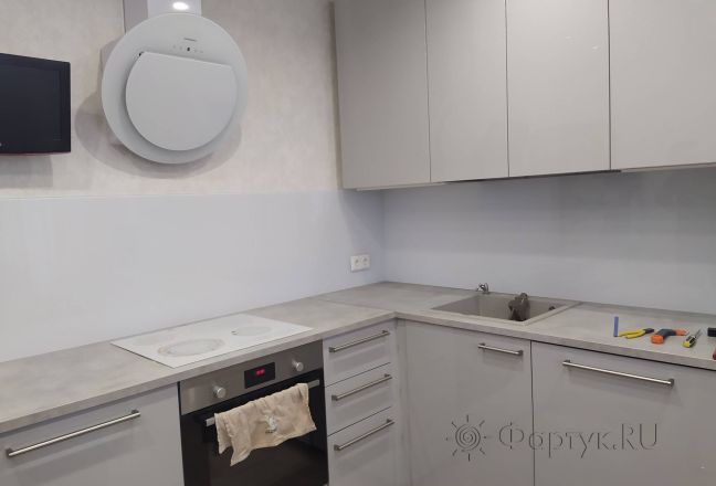 Фартук для кухни фото: однотонный цвет, заказ #ИНУТ-11462, Белая кухня.