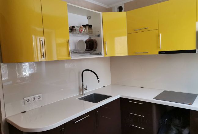 Скинали для кухни фото: однотонный цвет, заказ #ИНУТ-11663, Желтая кухня.