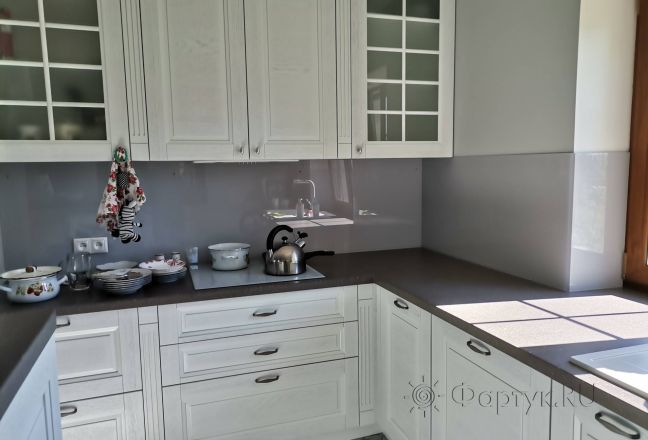 Фартук для кухни фото: однотонный цвет, заказ #ИНУТ-12715, Белая кухня.