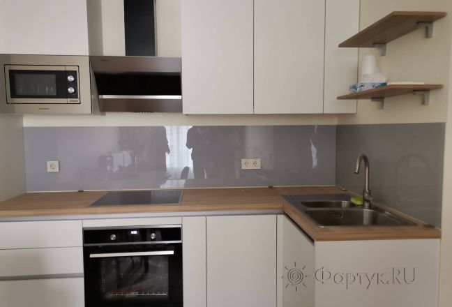Фартук для кухни фото: однотонный цвет, заказ #ИНУТ-13143, Белая кухня.