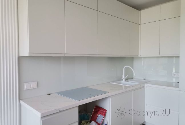 Фартук для кухни фото: однотонный цвет, заказ #ИНУТ-13406, Белая кухня.
