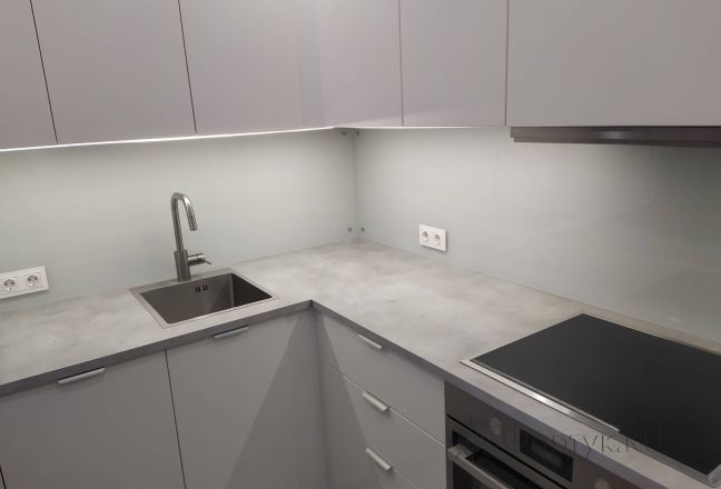 Фартук для кухни фото: однотонный цвет, заказ #ИНУТ-14262, Белая кухня.