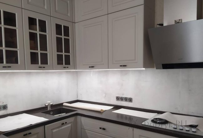 Фартук для кухни фото: однотонный цвет, заказ #ИНУТ-15184, Белая кухня.