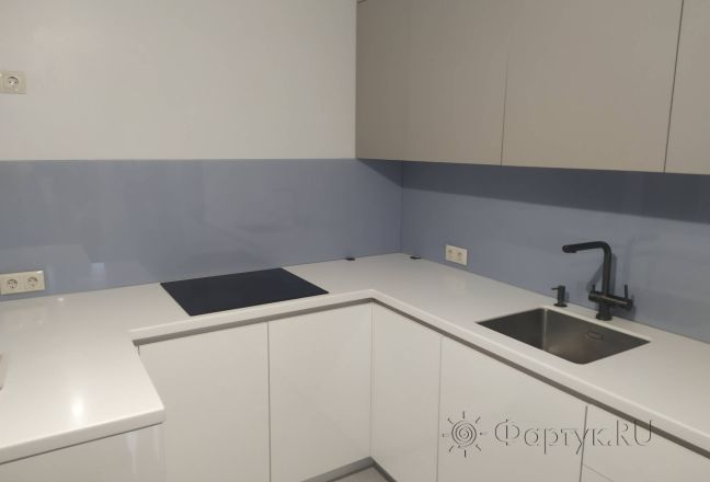 Фартук для кухни фото: однотонный цвет, заказ #ИНУТ-9810, Белая кухня.