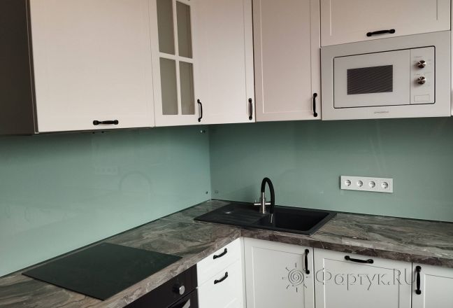 Фартук для кухни фото: однотонный цвет, заказ #ИНУТ-16690, Белая кухня.