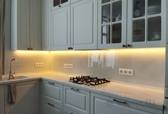 Фартук для кухни фото: однотонный цвет, заказ #ИНУТ-18026, Белая кухня.