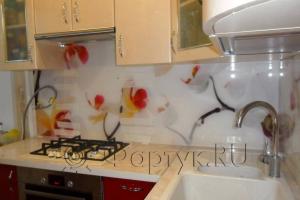 Скинали фото: оранжевые орхидеи, заказ #SN-319, Красная кухня.