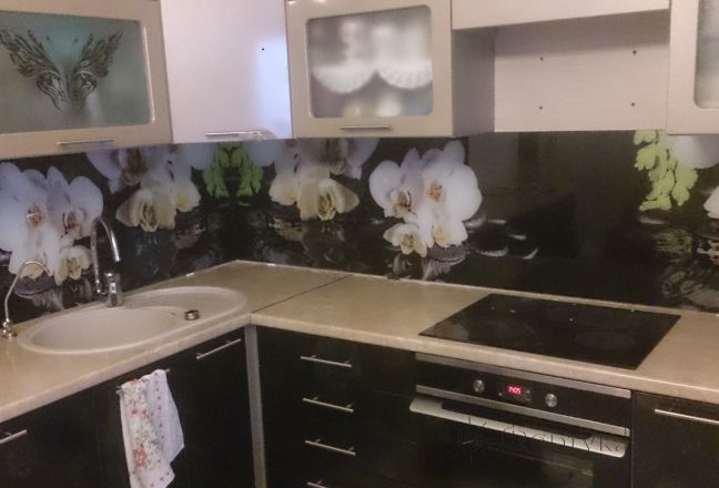 Скинали фото: орхидеи, заказ #УТ-1147, Черная кухня. Изображение 80510