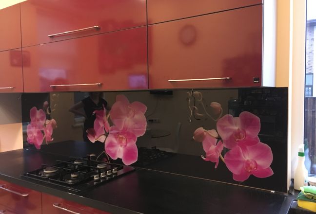 Скинали фото: орхидеи, заказ #КРУТ-368, Красная кухня. Изображение 111316