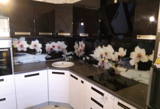Скинали фото: орхидеи, заказ #ГМУТ-653, Черная кухня.