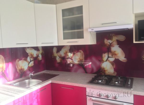 Фартук фото: орхидеи, заказ #КРУТ-979, Фиолетовая кухня.