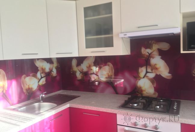 Фартук фото: орхидеи, заказ #КРУТ-979, Фиолетовая кухня. Изображение 111304