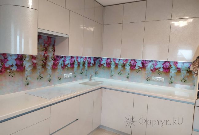 Фартук с фотопечатью фото: орхидеи, заказ #ИНУТ-6567, Коричневая кухня. Изображение 300112