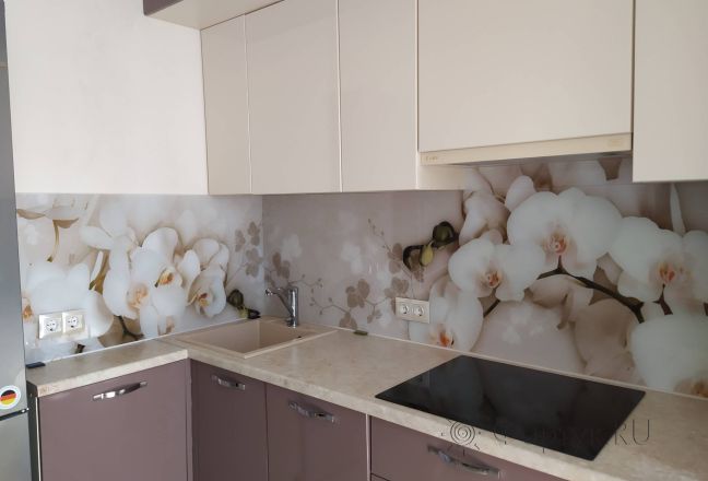 Фартук с фотопечатью фото: орхидеи, заказ #ИНУТ-12973, Коричневая кухня. Изображение 277794