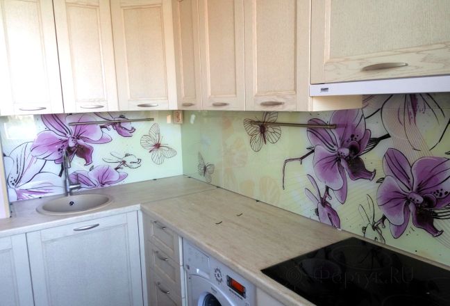 Фартук с фотопечатью фото: орхидеи и бабочки, заказ #ГМУТ-476, Коричневая кухня. Изображение 199168