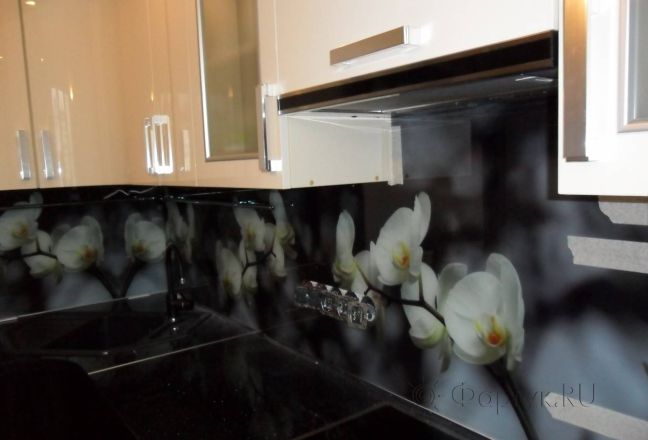 Фартук с фотопечатью фото: орхидеи на черно-белом фоне., заказ #SN-302, Коричневая кухня. Изображение 112884