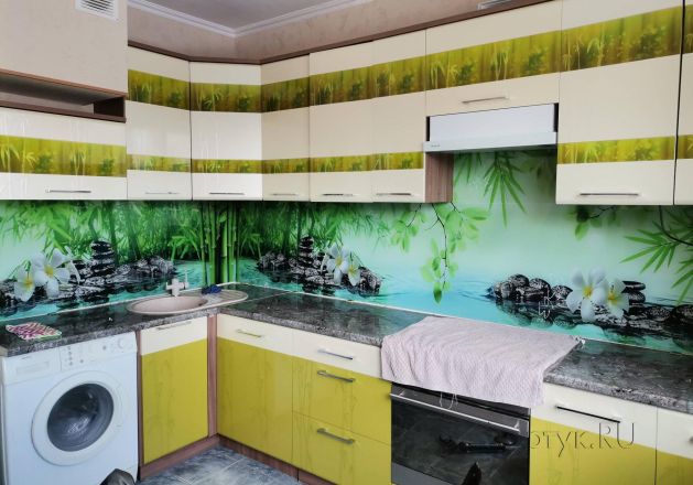 Скинали для кухни фото: орхидеи на воде , заказ #ИНУТ-8363, Зеленая кухня.
