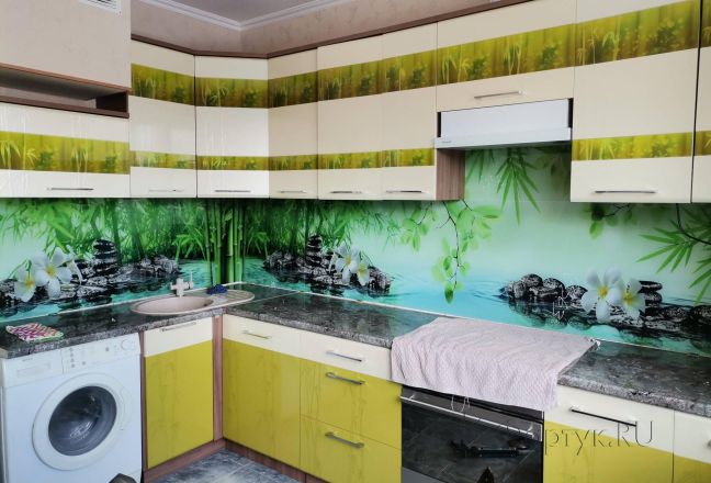 Скинали для кухни фото: орхидеи на воде , заказ #ИНУТ-8363, Зеленая кухня. Изображение 204906