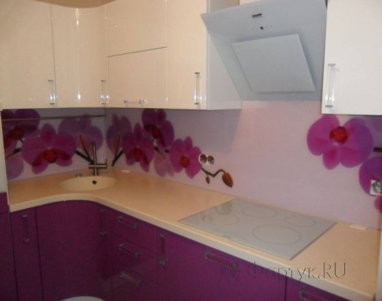Фартук фото: орхидеи в фиолетовом цвете., заказ #S-842, Фиолетовая кухня.