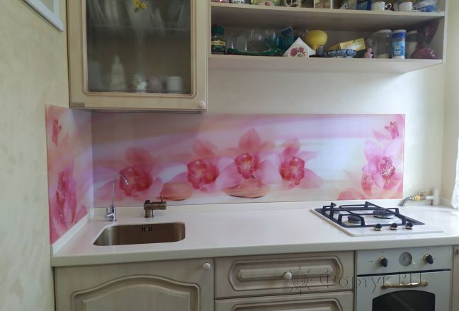 Стеновая панель фото: орхидея и камни, заказ #ИНУТ-10036, Серая кухня. Изображение 334184