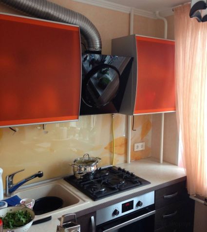 Фартук стекло фото: осенние мотивы., заказ #S-111, Оранжевая кухня.