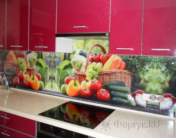 Скинали фото: овощное изобилие., заказ #S-1141, Красная кухня.