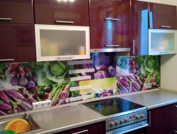 Фартук фото: овощной коллаж., заказ #S-814, Фиолетовая кухня.
