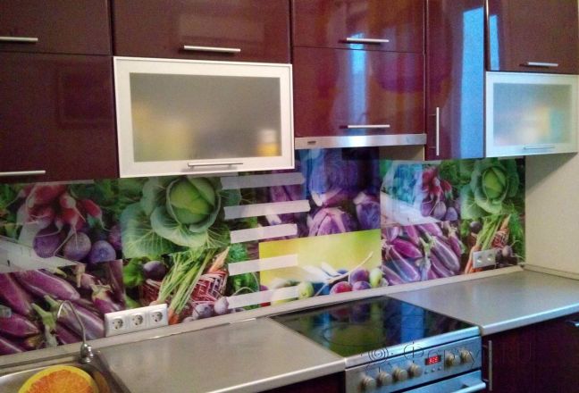 Фартук фото: овощной коллаж., заказ #S-814, Фиолетовая кухня. Изображение 112252