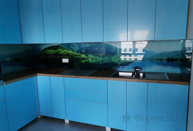 Стеклянная фото панель: озеро целль в целль-ам-зее, австрия, заказ #ИНУТ-9583, Синяя кухня. Изображение 111582