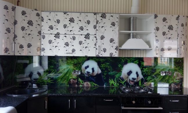 Скинали фото: панды, заказ #ГМУТ-090, Черная кухня.