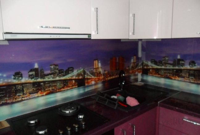 Фартук фото: панорама бруклинского моста, заказ #SN-75, Фиолетовая кухня. Изображение 110846