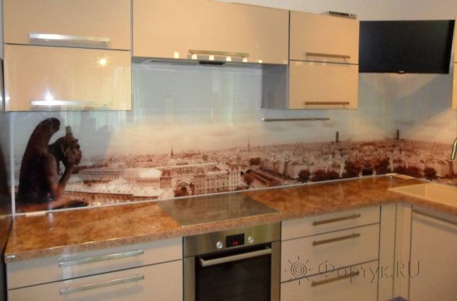 Фартук с фотопечатью фото: панорама франции, заказ #SN-26, Коричневая кухня.