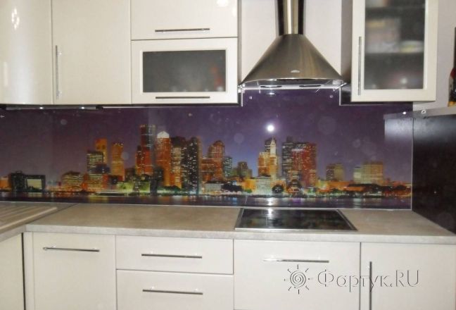 Фартук для кухни фото: панорама города, заказ #S-1003, Белая кухня. Изображение 110936