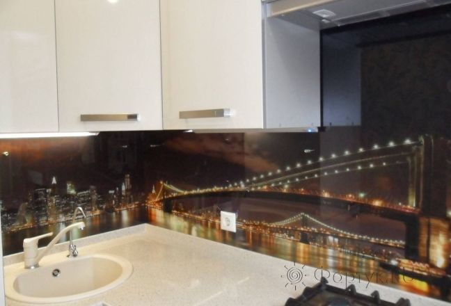 Фартук для кухни фото: панорама моста, заказ #S-1199, Белая кухня. Изображение 111266