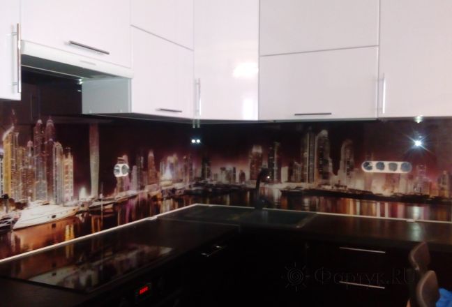 Скинали фото: панорама ночного города, заказ #ИНУТ-497, Черная кухня. Изображение 204800