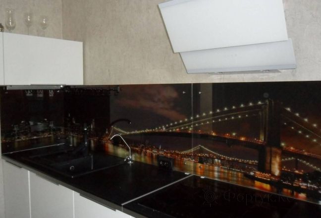 Фартук для кухни фото: панорама нью-йорка., заказ #S-1093, Белая кухня. Изображение 111266