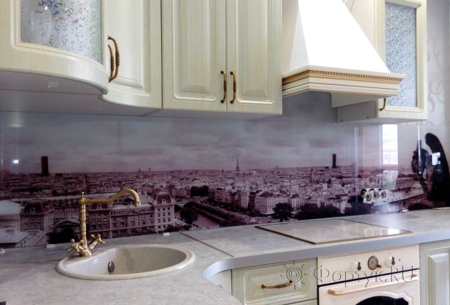 Скинали для кухни фото: панорама парижа, заказ #ГМУТ-233, Желтая кухня. Изображение 110816