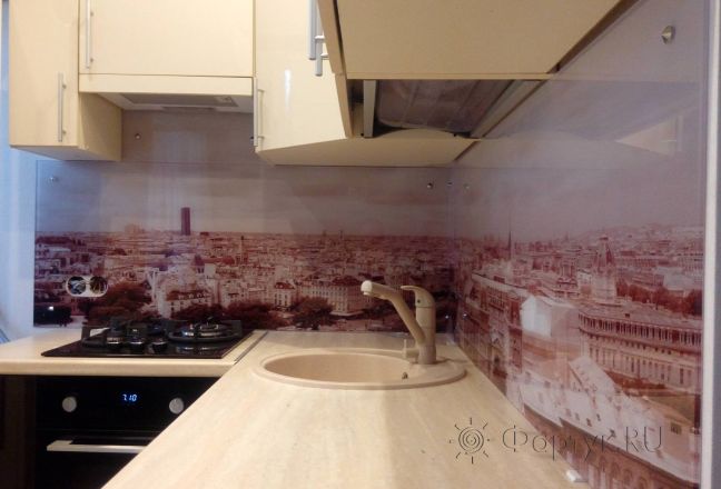 Фартук с фотопечатью фото: панорама парижа, заказ #ИНУТ-340, Коричневая кухня. Изображение 110816