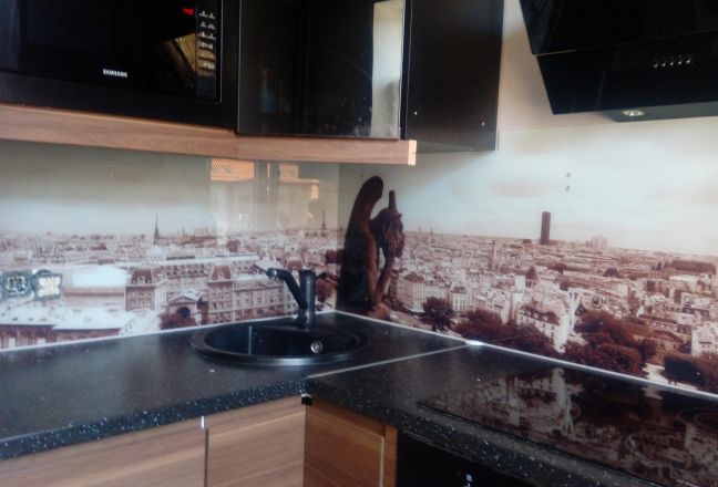 Фартук с фотопечатью фото: панорама парижа, заказ #ИНУТ-1136, Коричневая кухня. Изображение 110816
