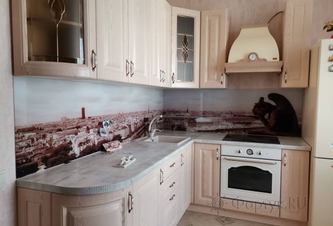 Фартук с фотопечатью фото: панорама парижа, заказ #ИНУТ-10761, Коричневая кухня. Изображение 110816
