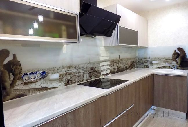 Фартук с фотопечатью фото: панорама парижа, заказ #УТ-585, Коричневая кухня. Изображение 110816