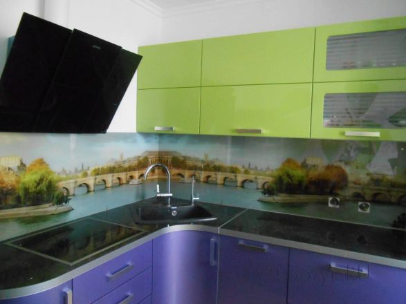 Скинали для кухни фото: панорамный вид лондона, заказ #S-151, Зеленая кухня.