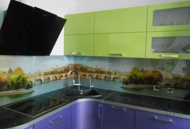 Скинали для кухни фото: панорамный вид лондона, заказ #S-151, Зеленая кухня. Изображение 111106