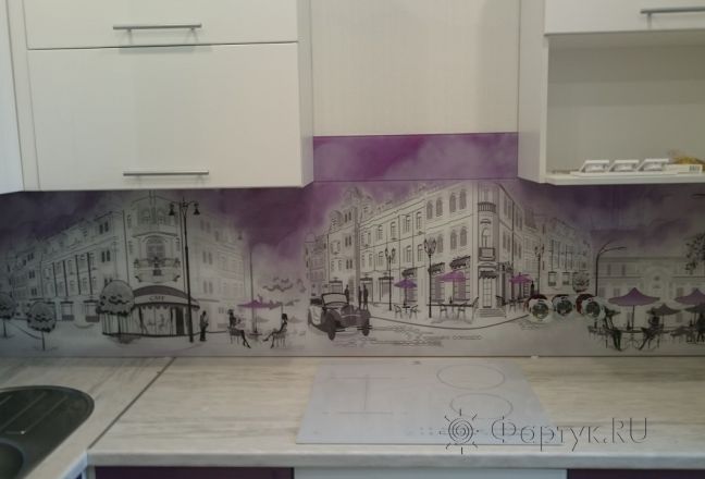 Фартук фото: париж, заказ #КРУТ-139, Фиолетовая кухня. Изображение 110834