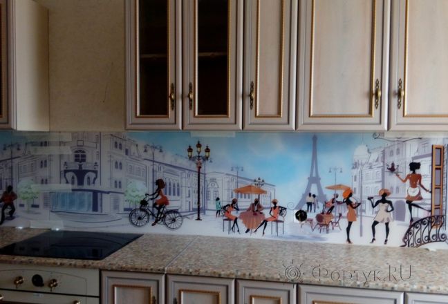 Фартук с фотопечатью фото: париж с голубым небом, заказ #ГМУТ-129, Коричневая кухня. Изображение 110828
